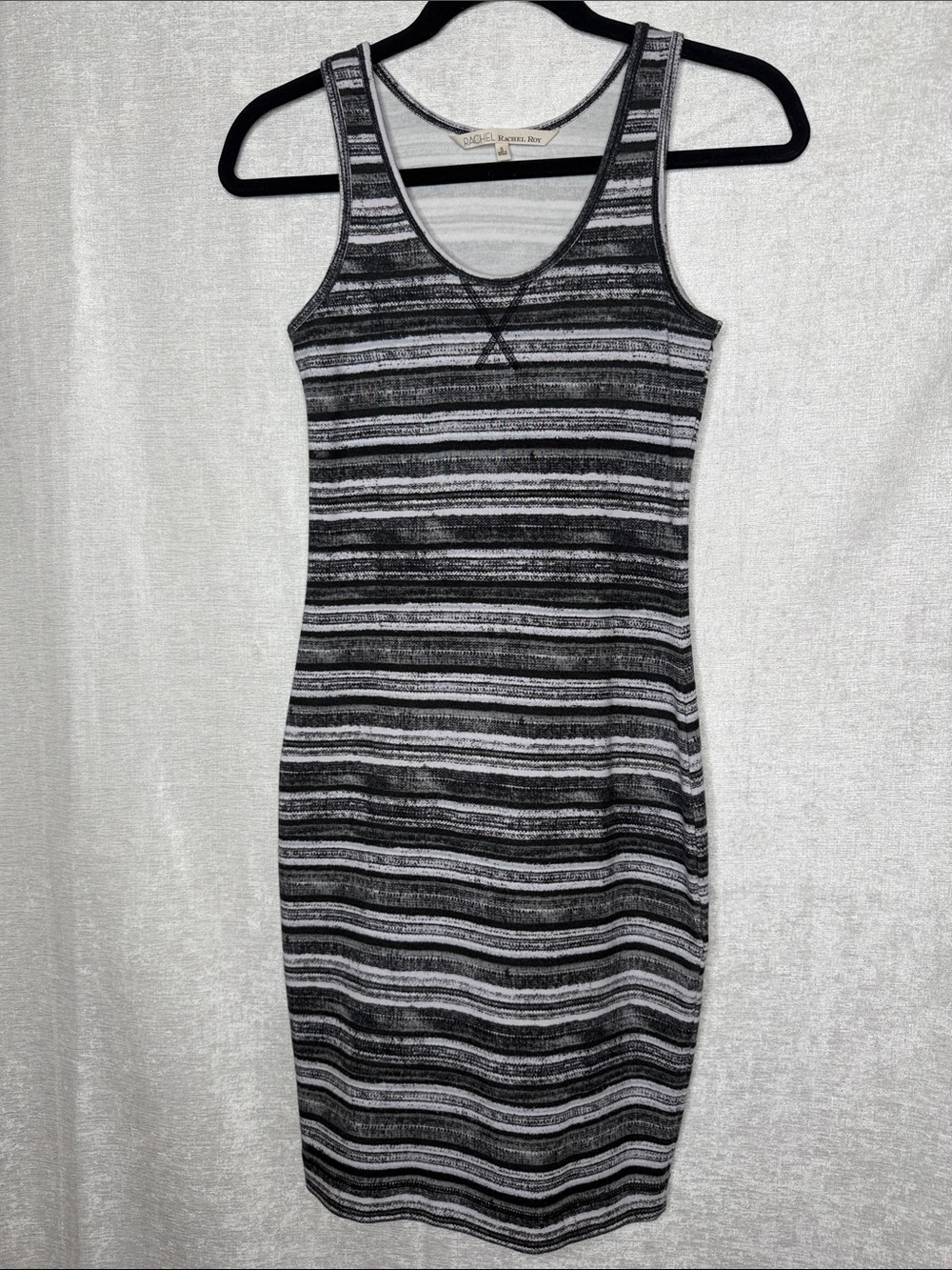 RACHEL Rachel Roy Black and White Striped Midi Tank Dress